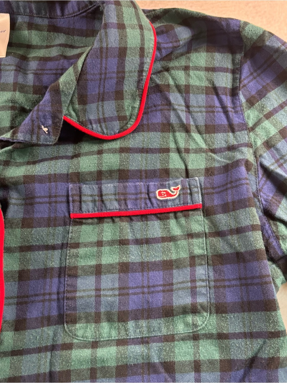 Vineyard Vines Green & Navy Plaid Lounge Pajama Pants with Red Trim - Picture 9 of 10
